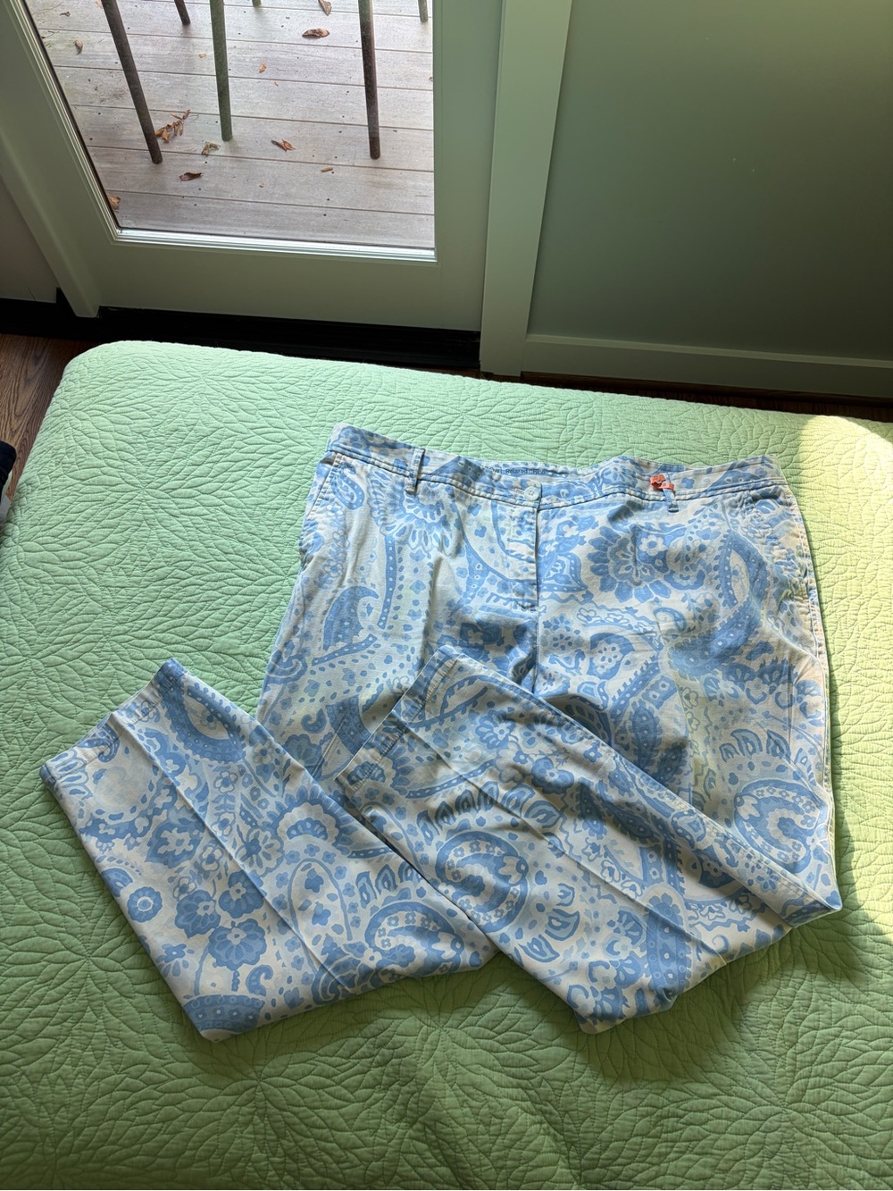 Light Blue Paisley Talbots Relaxed Chinos
